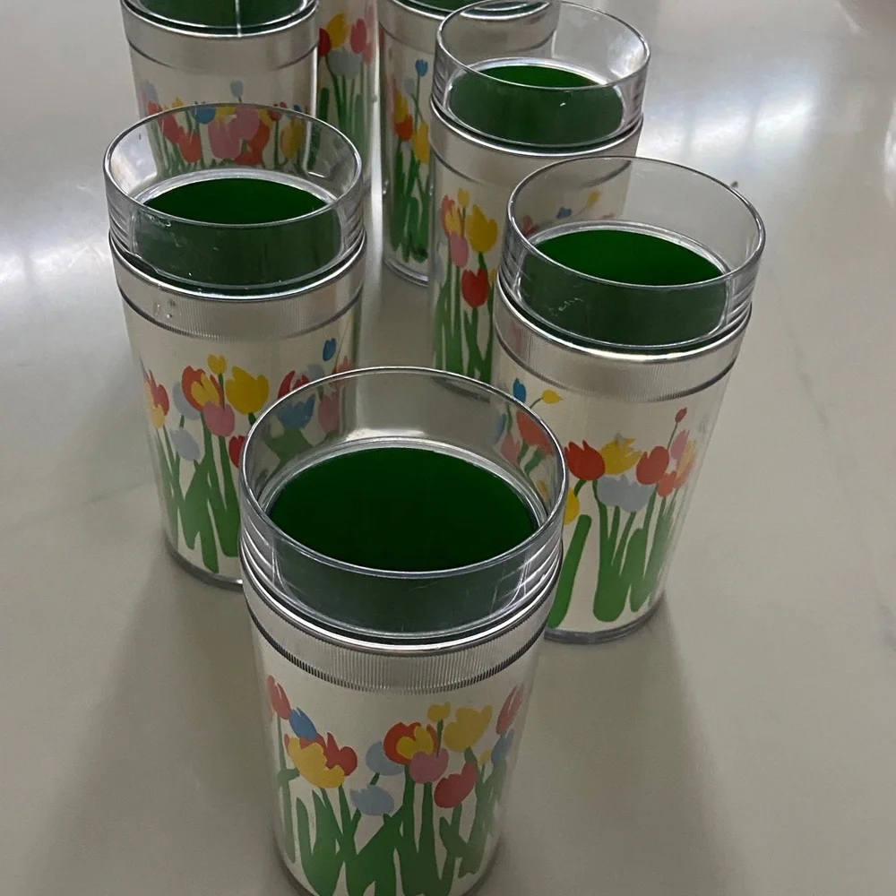 Colorful vintage thermos- Tulip Party Cups - Set of 8